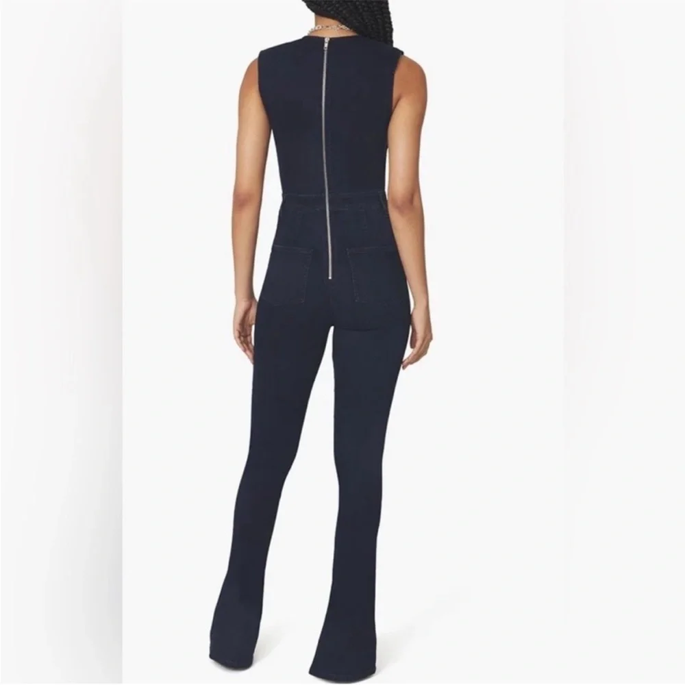 WEWOREWHAT CUTOUT SLIT STRETCH DENIM JUMPSUIT - Picture 3 of 12